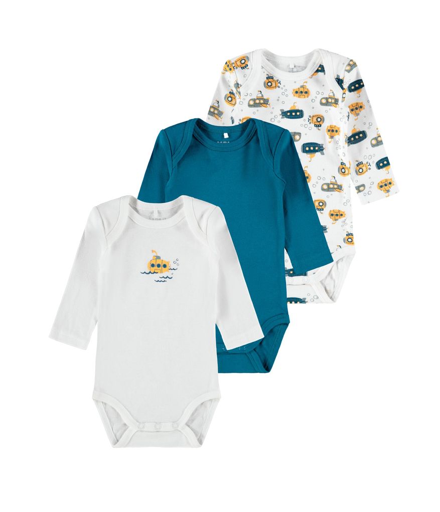 Name it Baby Jungen Body langarm 3er Pack NBMBODY 3P LS LEGION BLUE