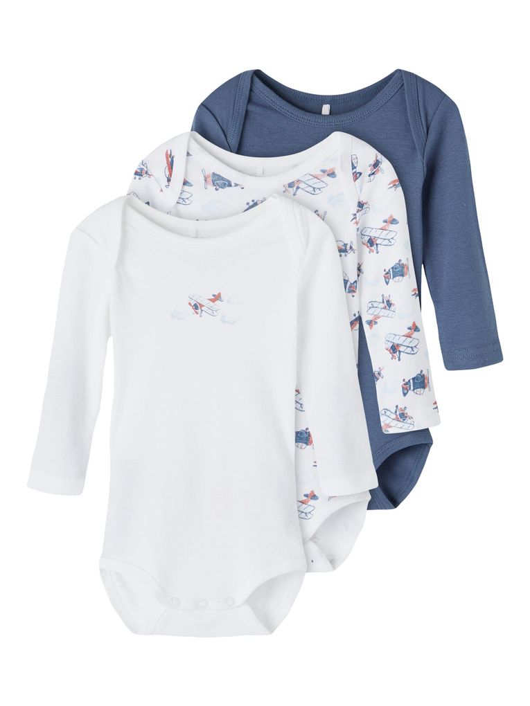 Name it Baby Jungen Body langarm 3er Pack NBMBODY 3P LS BERING SEA