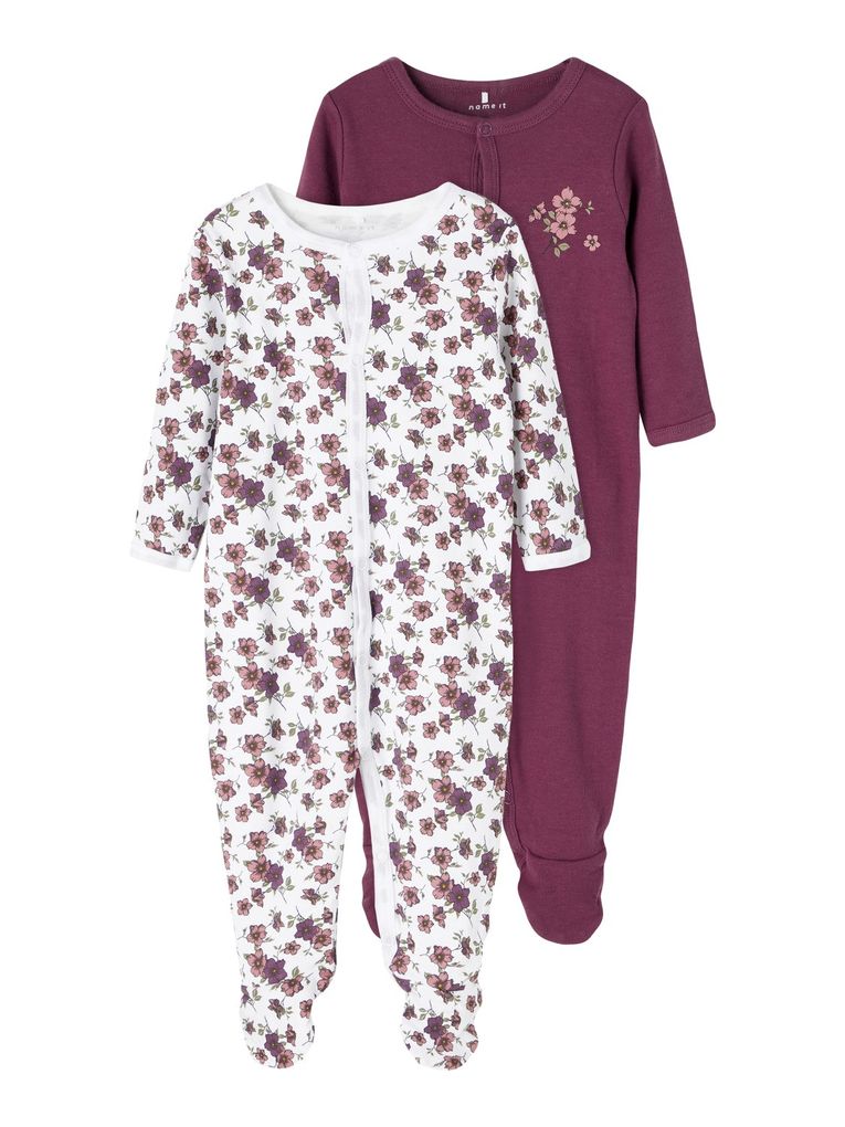 Name it Baby Mädchen Schlafanzug 2er Pack NBFNIGHTSUIT 2P W/F PRUNE PURPLE