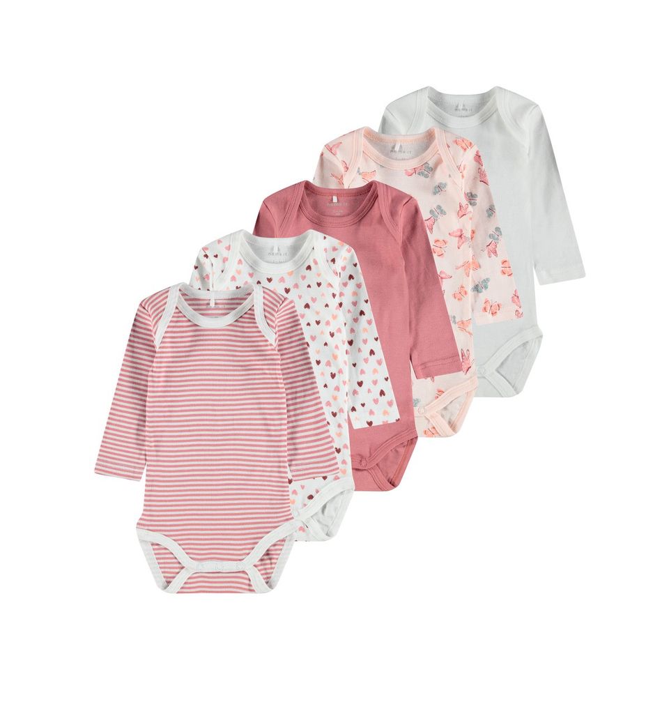 Name it Baby Mädchen Langarmbody 5er Pack NBFBODY 5P LS DUSTY ROSE