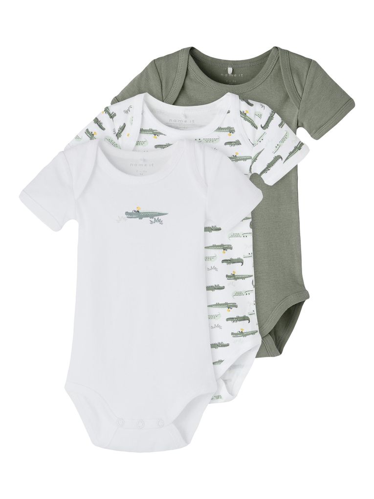 Name it Baby Jungen Body kurzarm 3er Pack GREEN CROCODILE