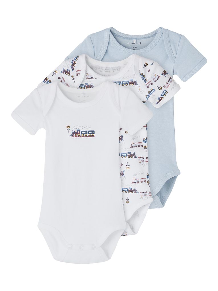 Name it Baby Jungen Body kurzarm 3er Pack HEATHER TRAIN