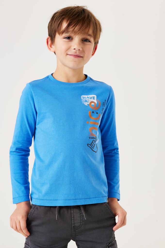 Garcia Jungen Langarmshirt mit Smile-Print