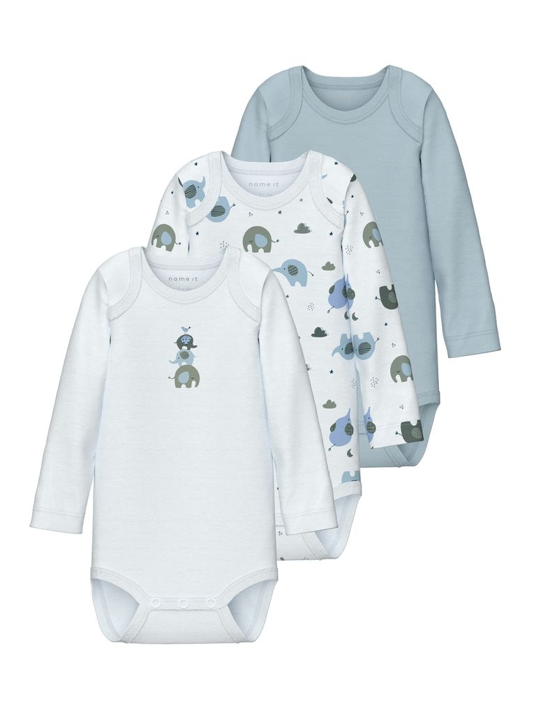 Name it Baby Jungen Body langarm 3er Pack NBMBODY 3P LS BABY