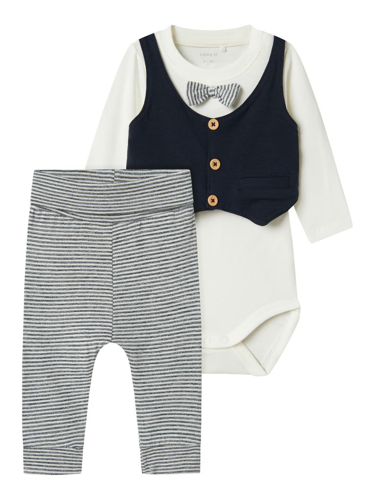 Name it Baby Jungen Taufanzug Body & Hose NBMADAM LS BODY SET