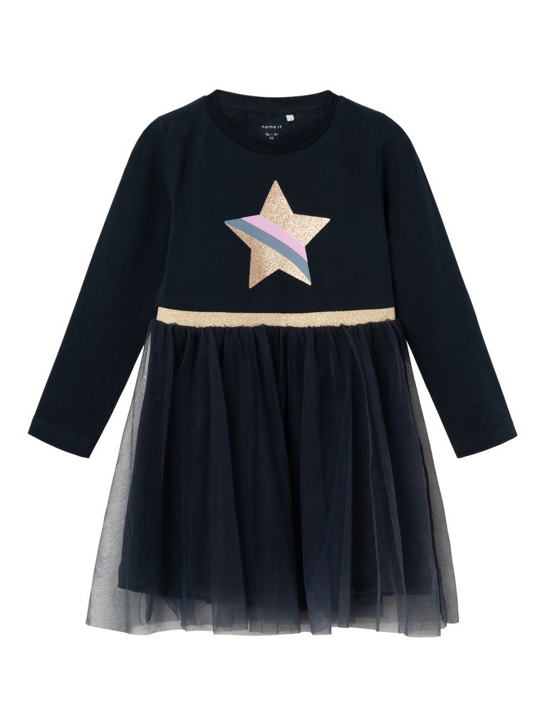 Name it Mädchen Jerseykleid mit Tüllrock NMFNASTAR LS DRESS