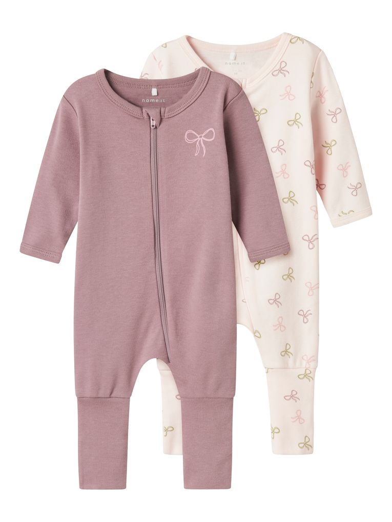 Name it Baby Mädchen Schlafanzug 2er Pack NBFNIGHTSUIT PINK BOW