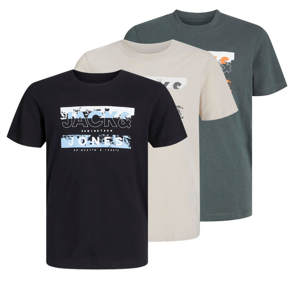 Jack & Jones Jungen T-Shirt 3er Pack JCOKONTA TEE S/S CREW NECK