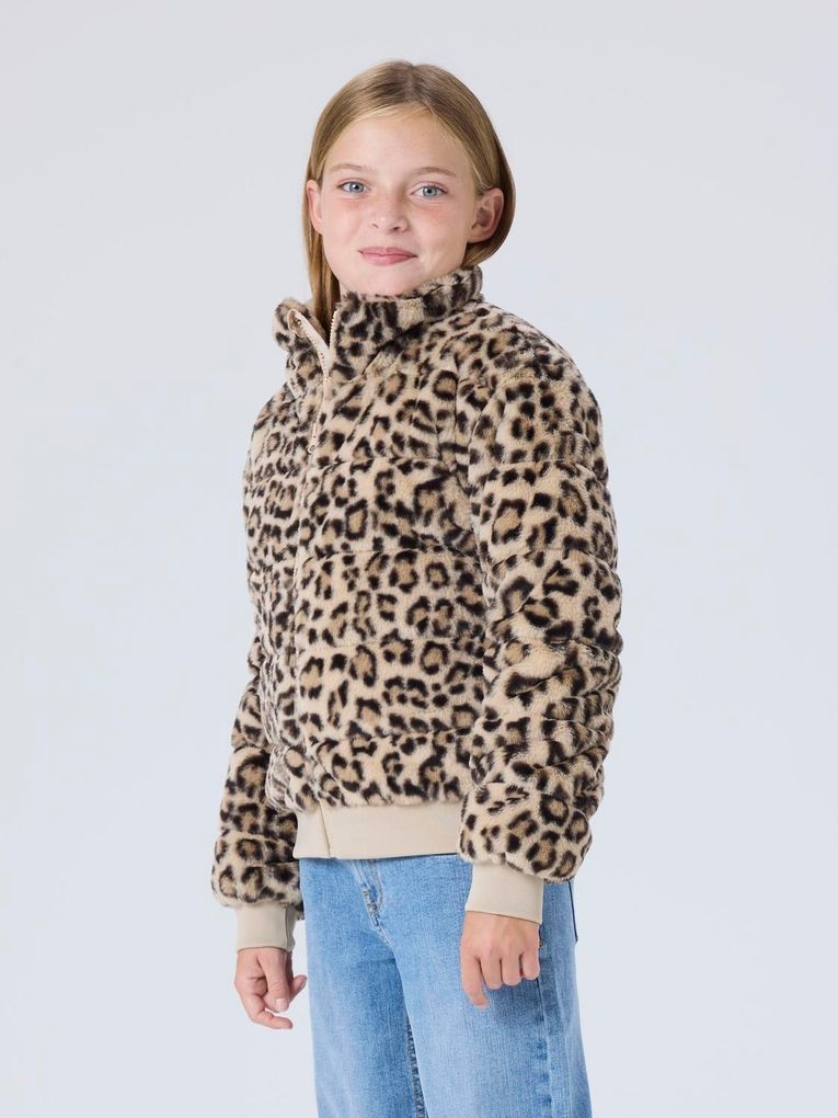 Name it Mädchen Plüschfell-Jacke Leomuster NKFMILA JACKET PB