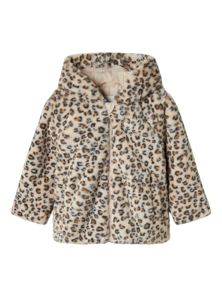 Name it Mädchen Plüschfelllacke Leoprint NMFMILA JACKET W HOOD