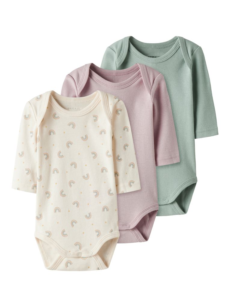 Name it Baby Mädchen Langarmbody 3er Pack NBFBODY JET RAINBOW