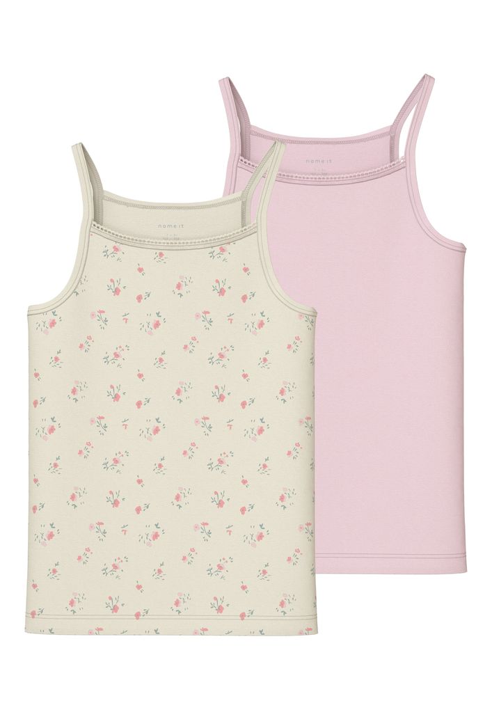 Name it Mädchen Unterhemden 2er Pack NKFSTRAP TOP 2P FLOWER