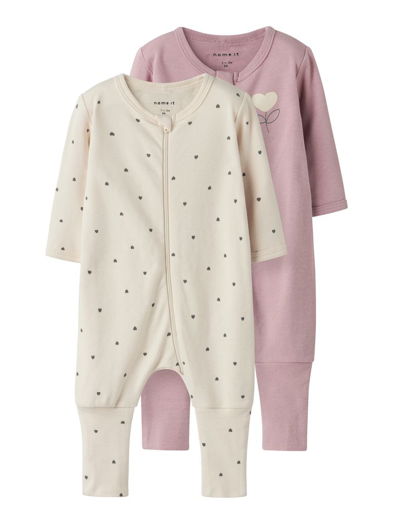 Name it Baby Mädchen 2er Pack Schlafstrampler NBFNIGHTSUIT HEART