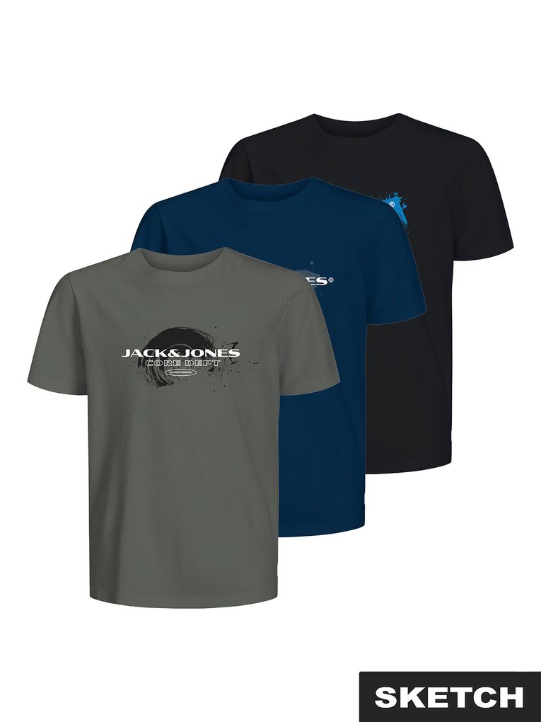 Jack & Jones Jungen T-Shirts 3er Pack JCOCONDOR TEE S/S JNR
