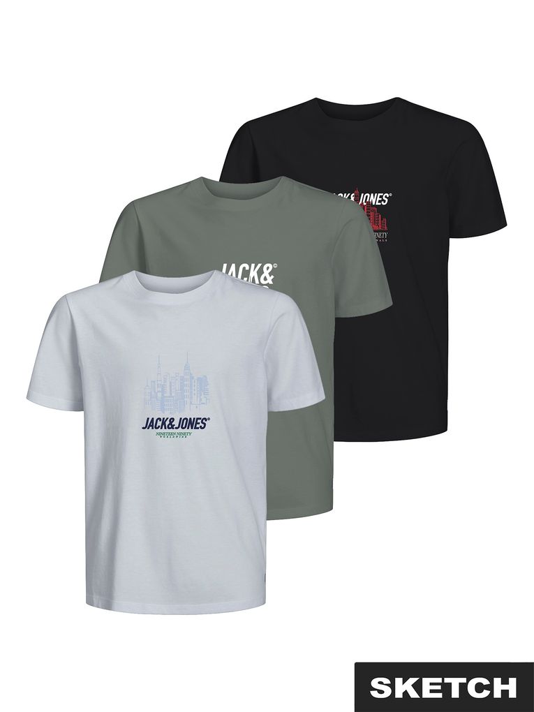 Jack & Jones Jungen T-Shirts 3er Pack JCOCONDOR TEE S/S JNR