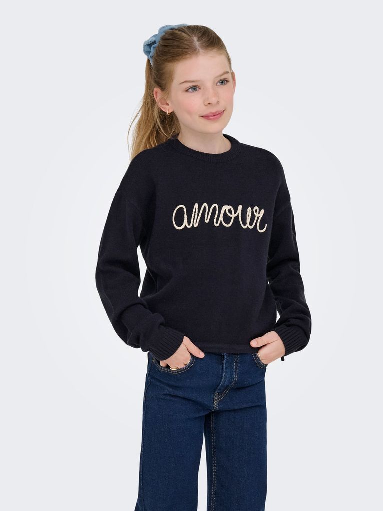Kids Only Mädchen Pullover KOGKATIA LS TEXT O-NECK CP KNT