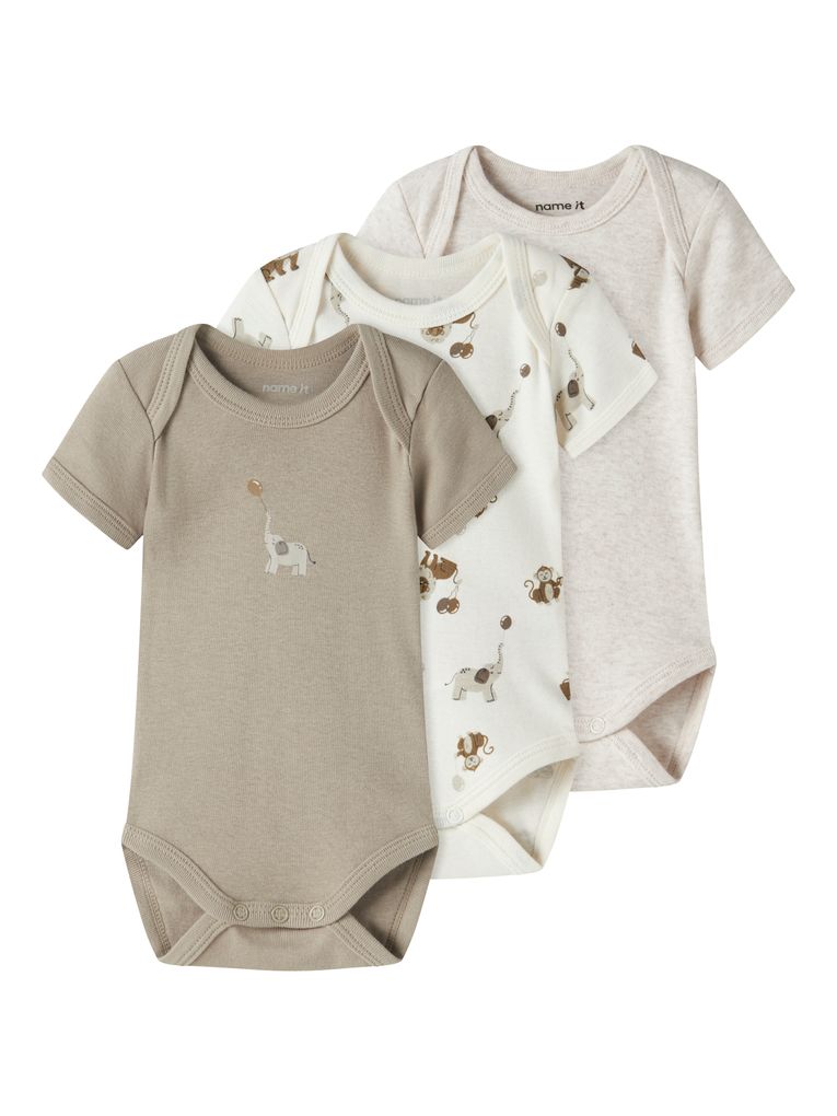 Name it Baby 3er Pack Kurzarmbodys NBNBODY 3P S/S ANIMAL