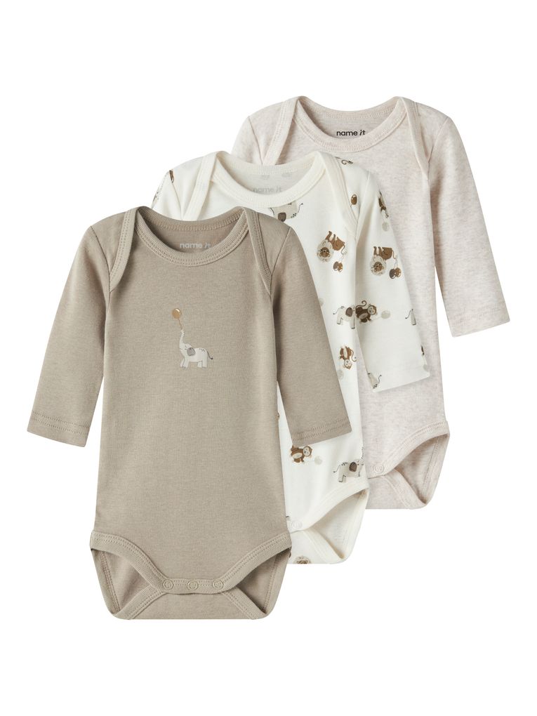 Name it Baby 3er Pack Langarmbodys NBNBODY 3P LS ANIMAL