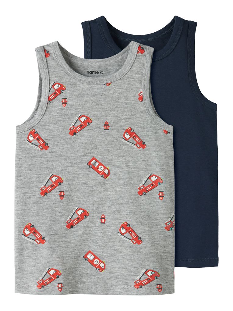 Name it Jungen 2er Pack Unterhemden NMMTANK TOP GREY FIRETRUCK