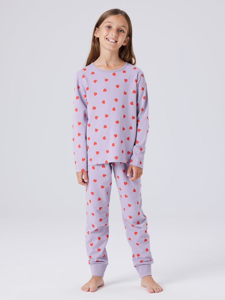 Name it Mädchen Schlafanzug NKFNIGHTSET LAVENDER HEARTS