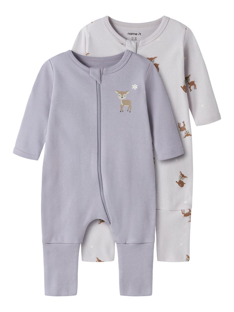 Name it Mädchen 2er Pack Schlafstrampler NBFNIGHTSUIT LILAC DEER