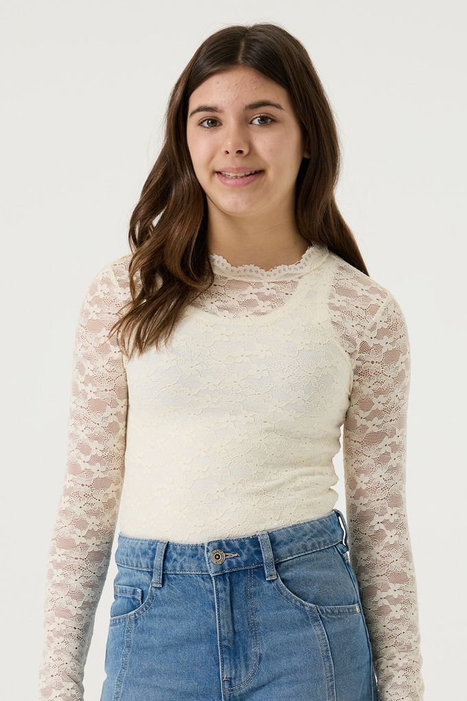 GARCIA Mädchen Spitzenshirt Langarmshirt T-Shirt