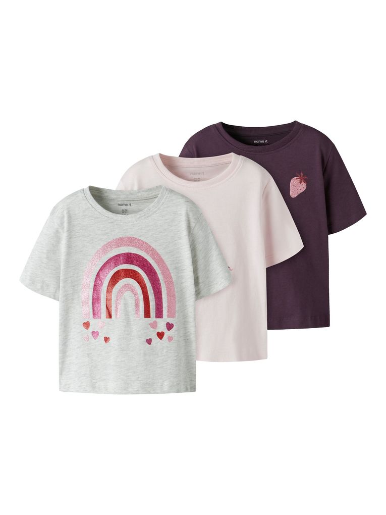 Name it Mädchen 3er Pack Kurzarm T-Shirt NMFBELINA