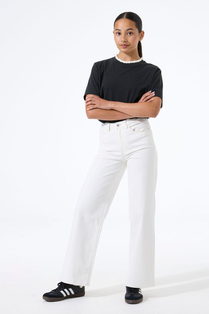 Garcia Mädchen Jeans Wide Leg High Waist Annemay weiß