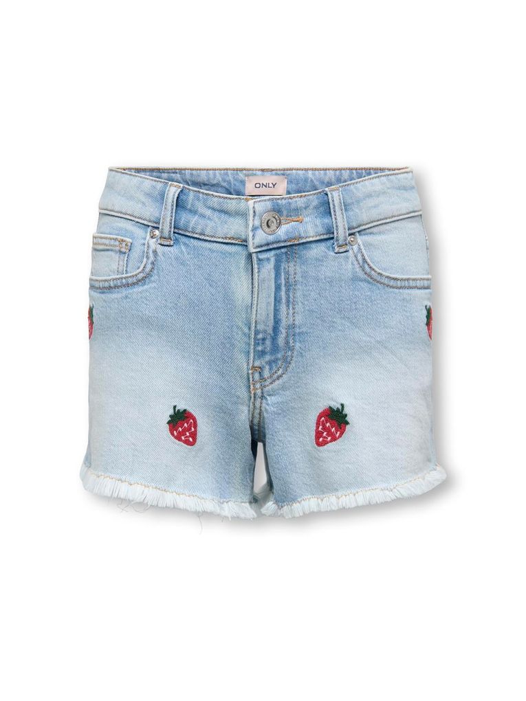 Kids Only Mädchen Jeans-Shorts Kogrobyn Erdbeer-Stickerei