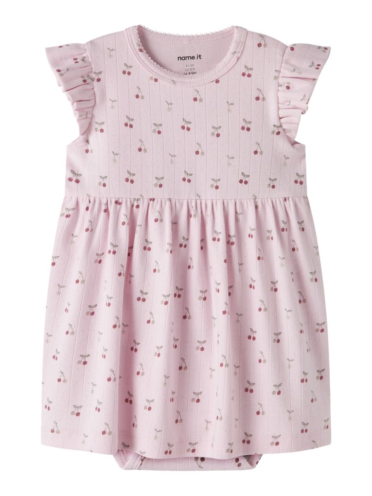 Name it Mädchen Sommer Babykleid mit Body Nbfficherry