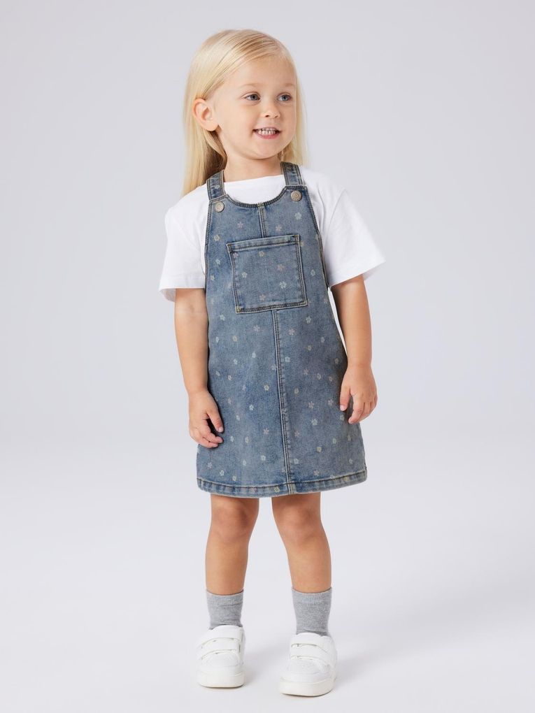 Name it Mädchen Jeans-Latzrock Alloverprint Nmfrosa