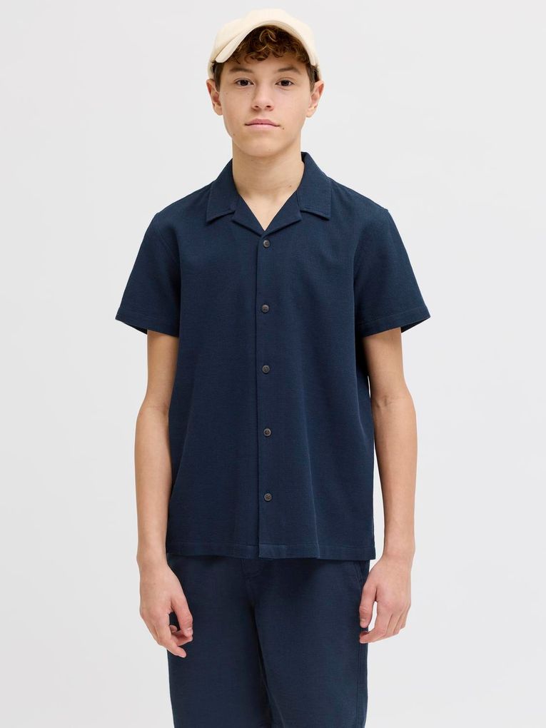 Jack & Jones Junior Jungen Waffle Resort-Hemd Kurzarm Jjglobal