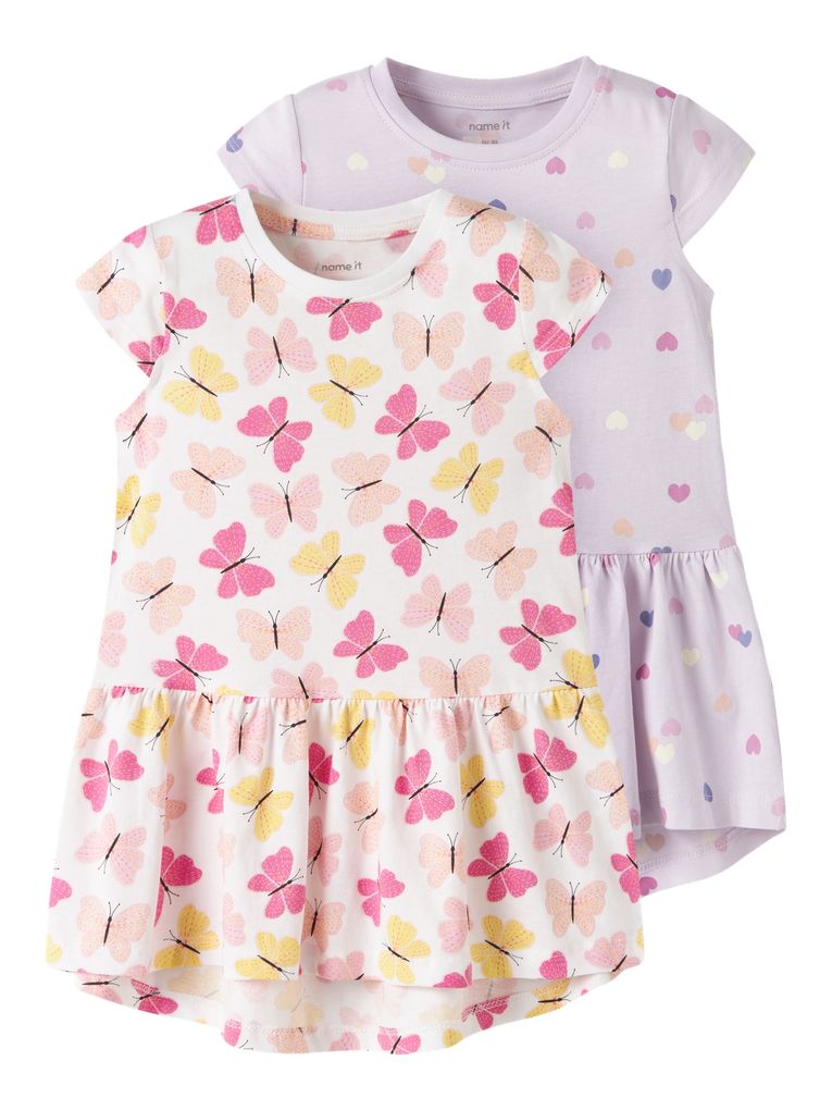 Name it Mädchen 2er Pack Kurzarmkleid Sommerkleid Nmfvigga