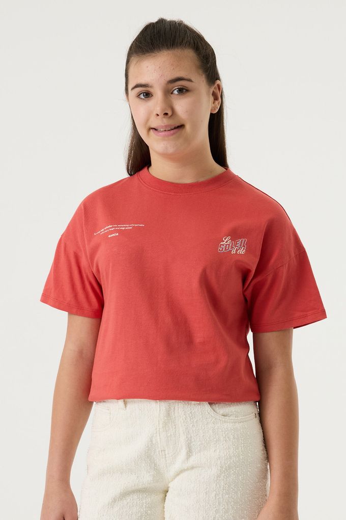 Garcia Mädchen Teenager Kurzarm T-Shirt mit Rückenprint Girls