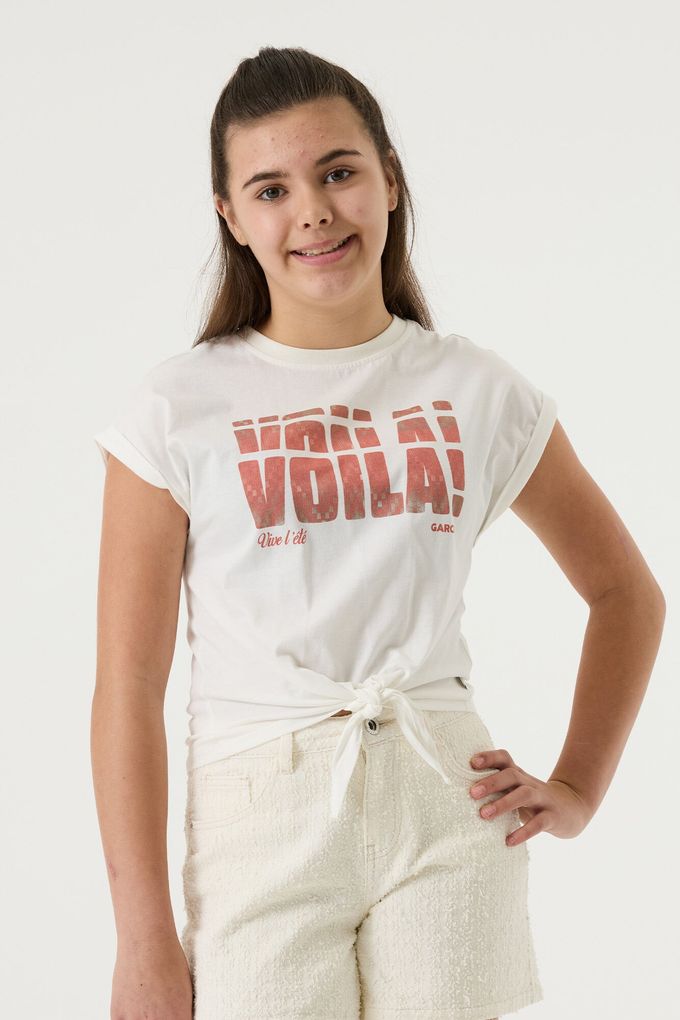 Garcia Mädchen Kurzarm T-Shirt mit Knotenbund Girls