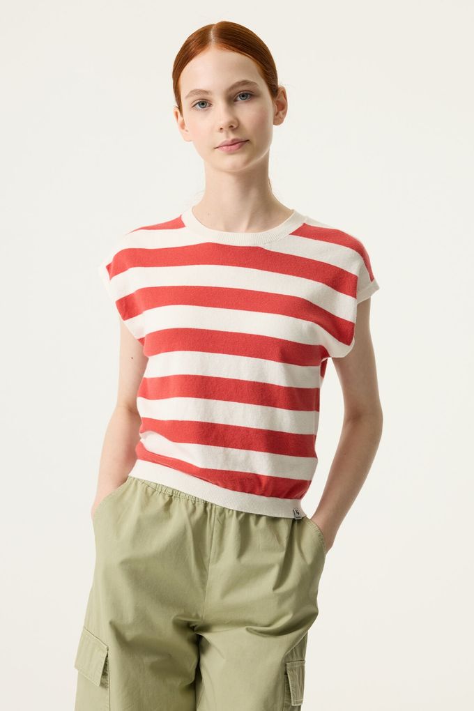 Garcia Mädchen Gestreifter Kurzarm-Pullover girls