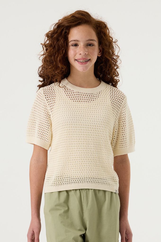 Garcia Mädchen Sommerpullover Lochmuster Kurzarm Girls
