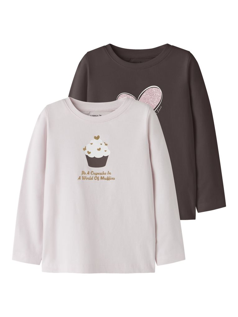 Name it Mädchen 2er-Pack Langarmshirts Nmfkatelin