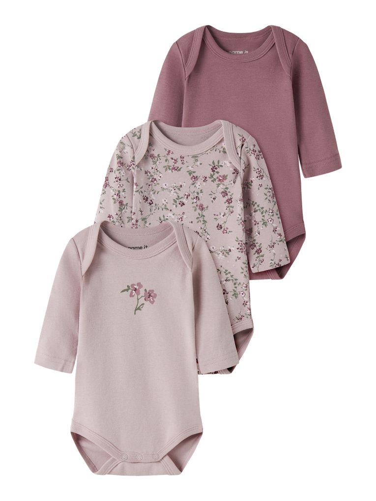 Name it Mädchen Babybody 3er Pack Langarm Nbfbody