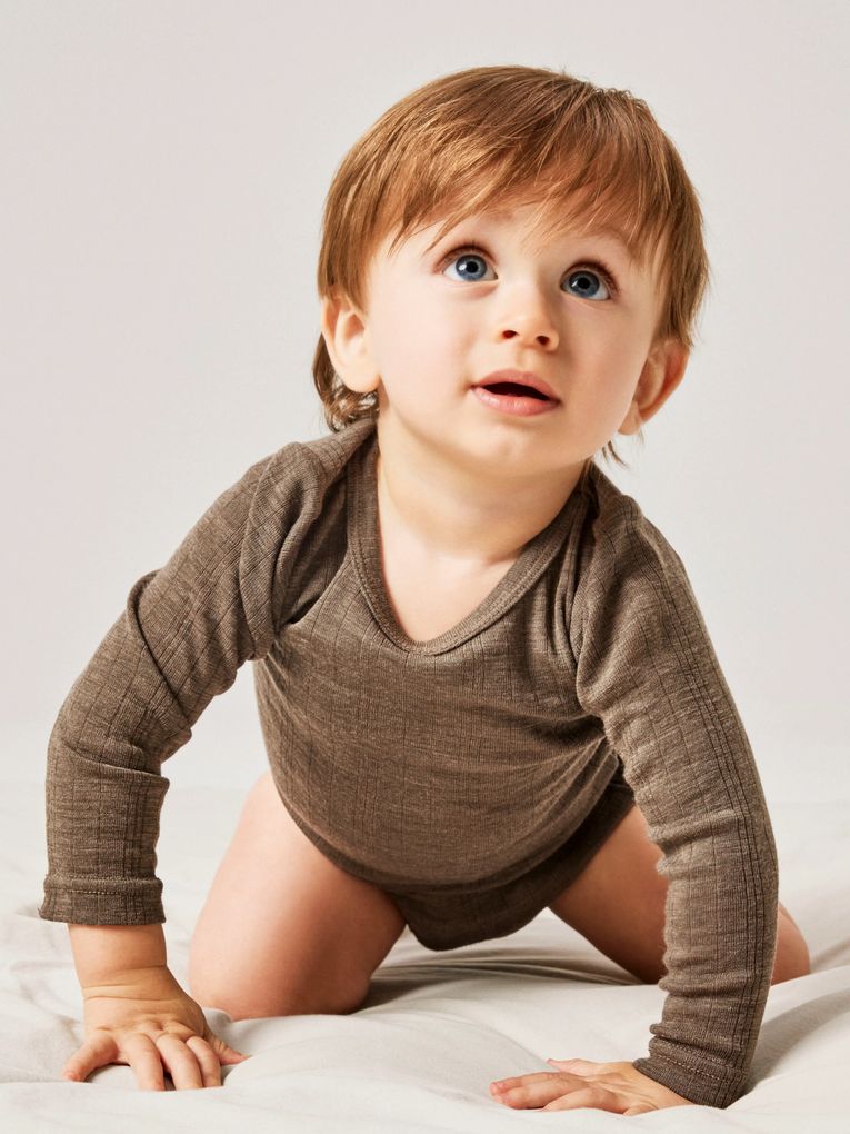 Name it Baby Jungen Merinowolle Langarmbody Nbmwang