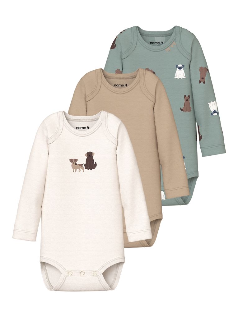 Name it Jungen Babybody 3er-Pack Langarm Nbmbody