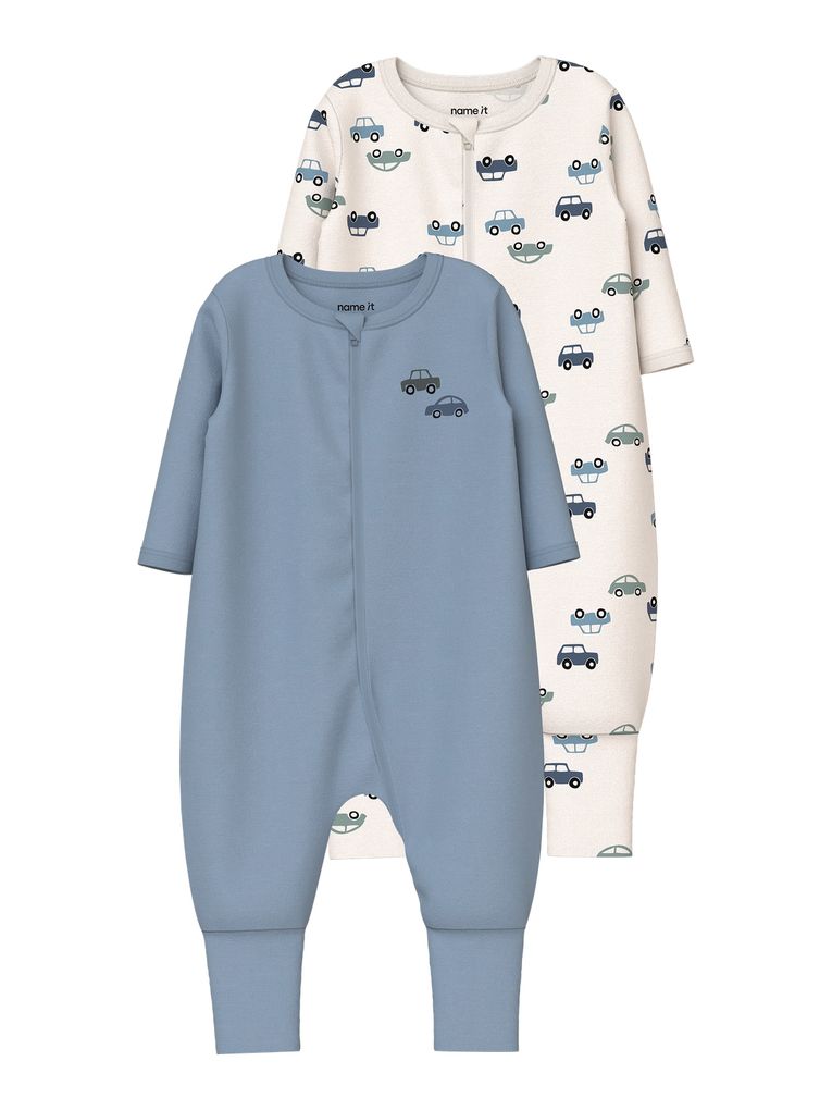 Name it Baby Jungen 2er-Pack Schlafstrampler Nbmnightsuit Auto