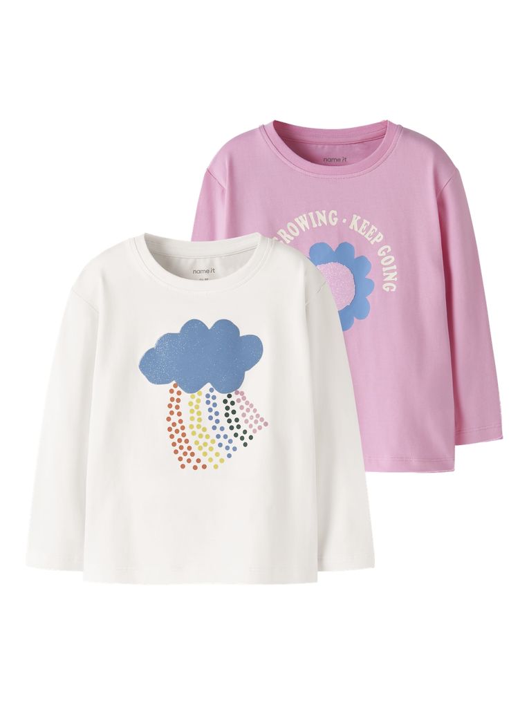 Name It Mädchen 2er-Pack Langarmshirts Jersey Nmflindali