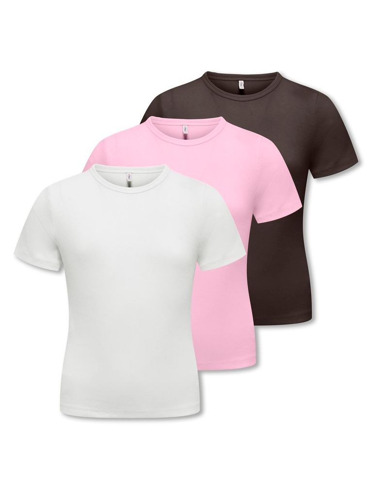 Kids Only Girl Mädchen 3er Pack Basic T-Shirts Koglucky
