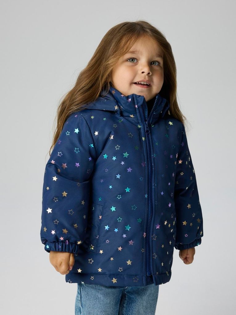 Name it Mädchen Winterjacke mit Kapuze und Sternen Nmfmaxi