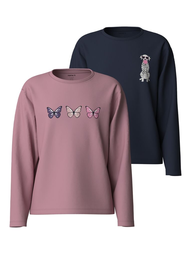 Name it Mädchen 2er Pack Langarmshirt Nkfveen