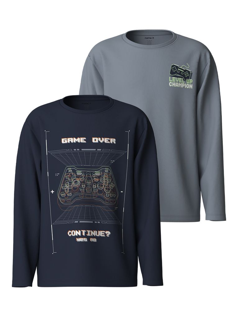 Name it Jungen 2er-Pack Langarmshirts Nkmvictor