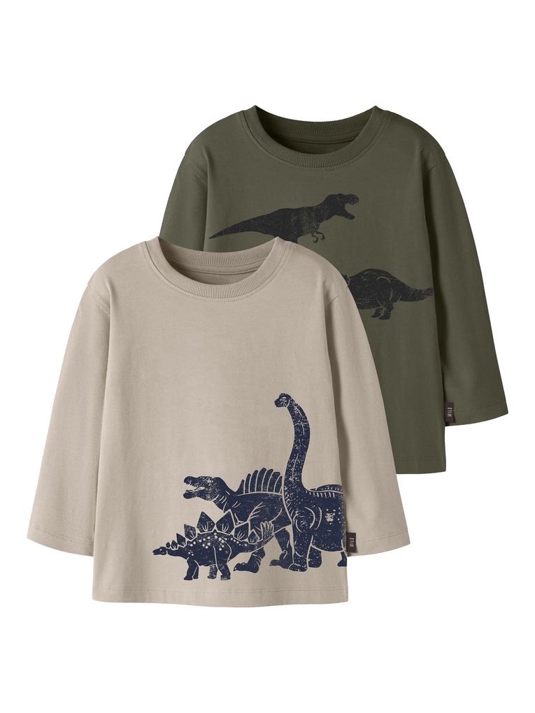 Name it Jungen 2er Pack Langarmshirts mit Dino-Print Nmmrima