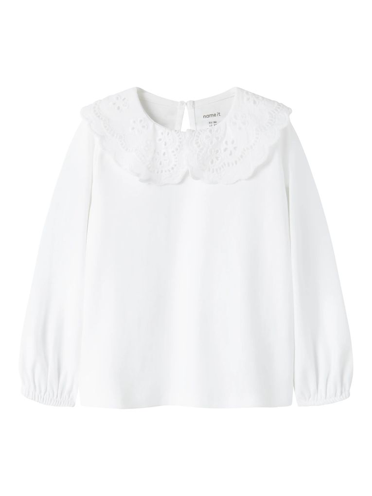 Name it Mädchen Langarmshirt mit Bubikragen Lochstickerei Nmfrayl