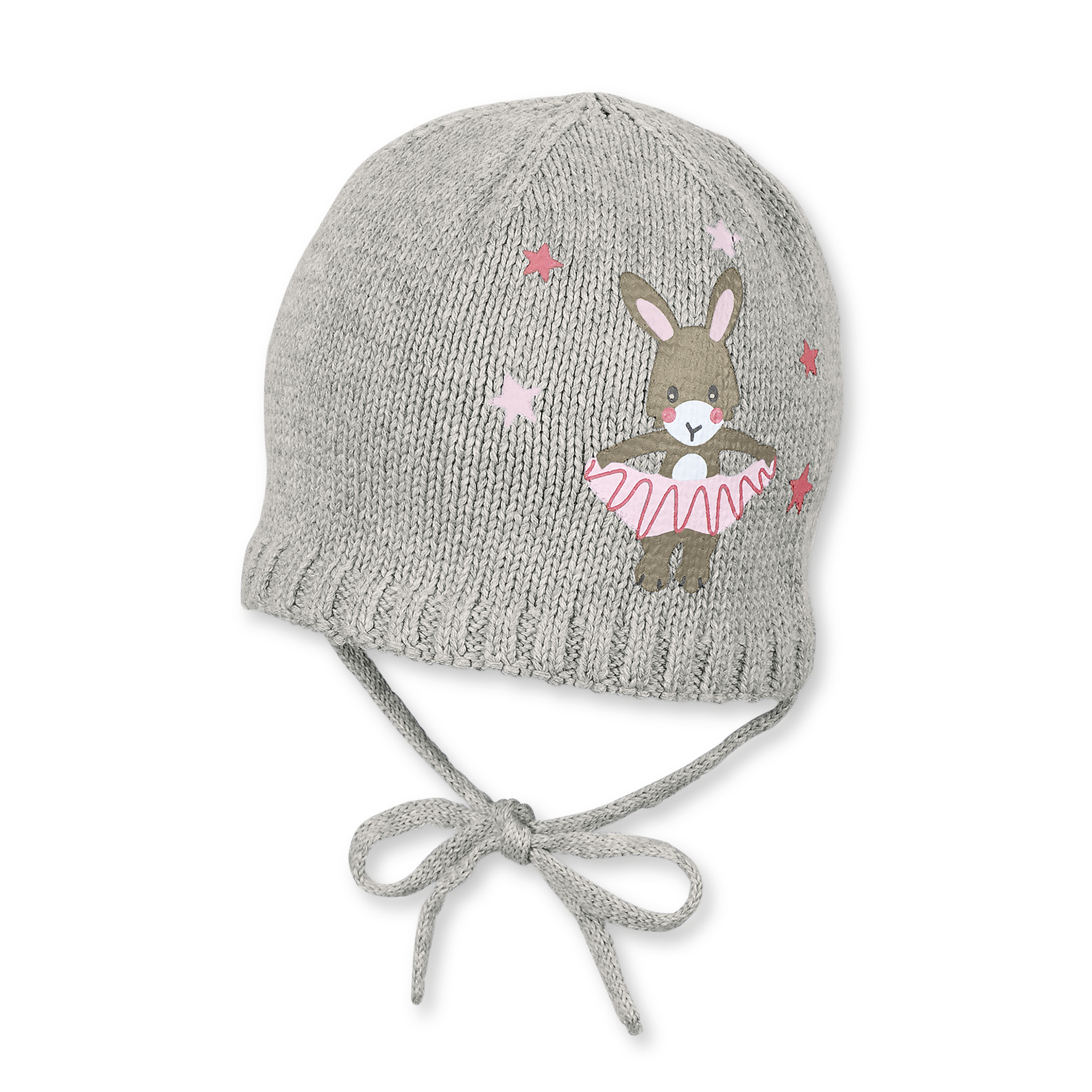 Sterntaler Baby Winter-Strickmütze für Mädchen zum Binden mit Häschenaufdruck